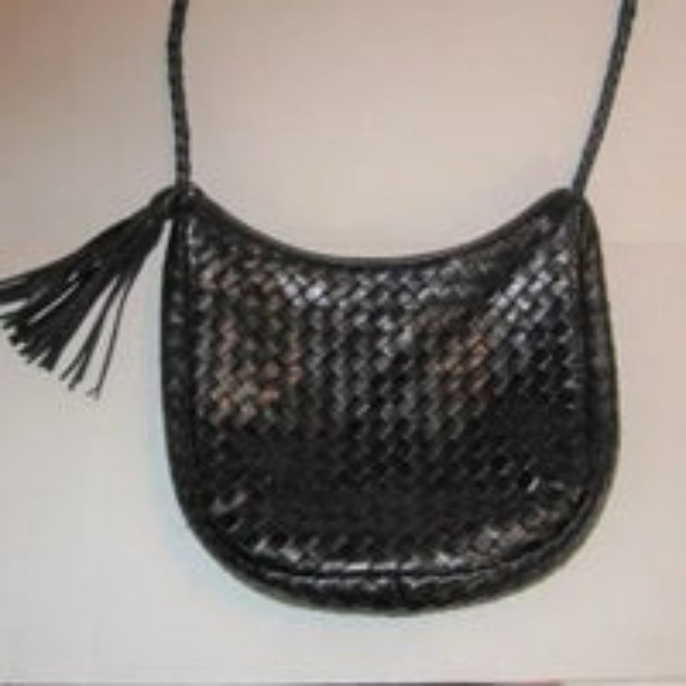 β€οΈASPECTS BY LISETTE BLACK WOVEN TASSEL CROSSBODY HOBO BAG PURSE